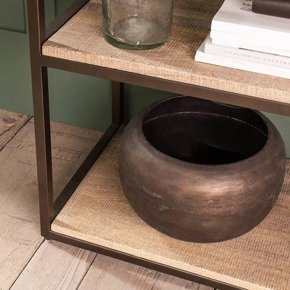 Nkuku Marjori Narrow Mango Wood & Iron Standing Shelves